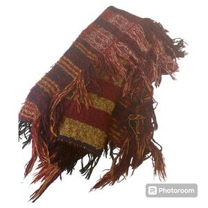 Lulla collection by Bindya red yellow blue thick scarf striped